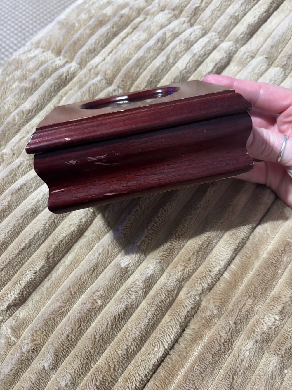 Heart Glass Top Wood Jewelry Box - Brown - Picture 5 of 7